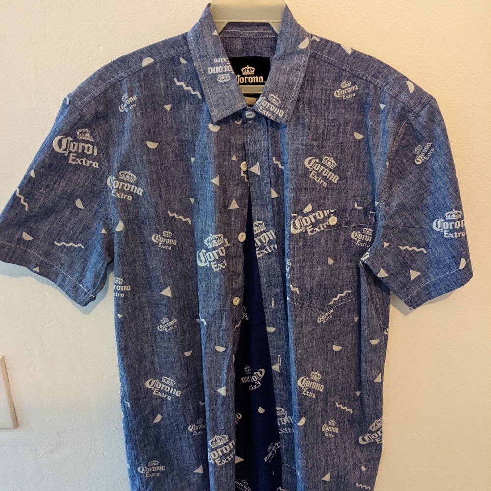 Men's small corona beer casual button shirt